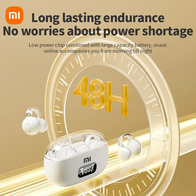 XIAOMI S39 Ear Clip Bluetooth 5.4 Earphone | Wireless ENC Open Ear Earbuds with Noise Reduction | Headphone with Mic & LED Digital Display