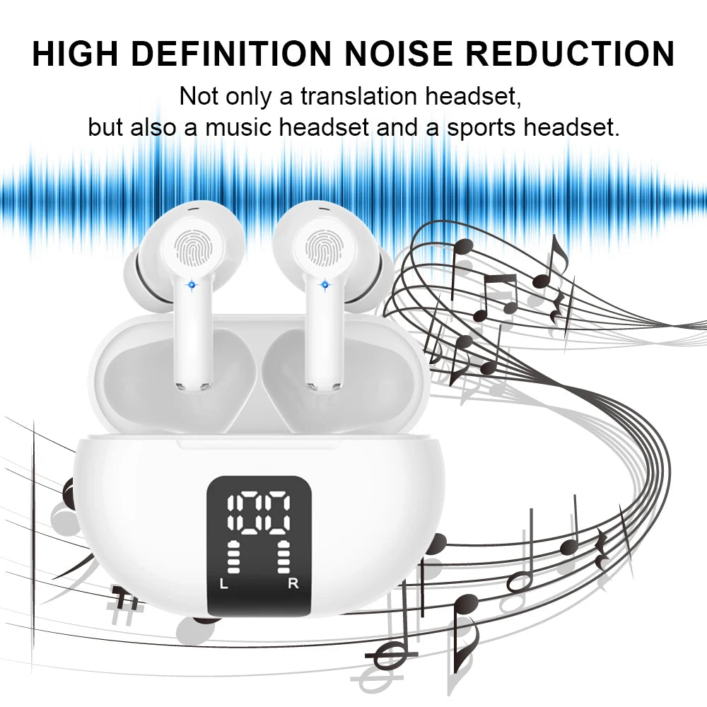 M10 Translation Earphones | 144-Language Instant Smart Voice Translator | Wireless Bluetooth Travel Translator Headset