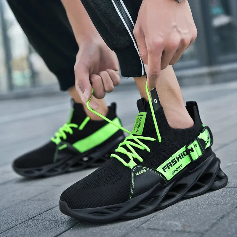 New Men's Fashion Running Sneakers | Breathable Comfortable Non-slip Lightweight Tennis Shoes | Fluorescent Athletic Footwear