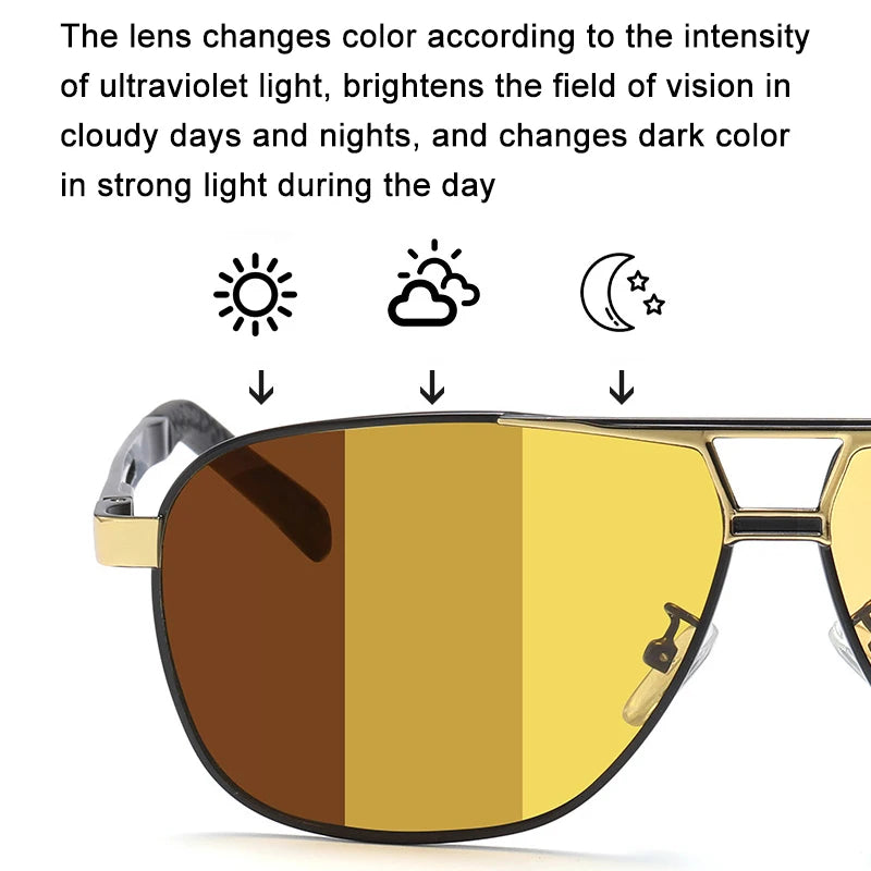 2 In 1 Photochromic Night Vision Polarized Sunglasses | Outdoor Chameleon Day and Night UV400 Lens | Men's Driving Sunglasses | Alo Trendy