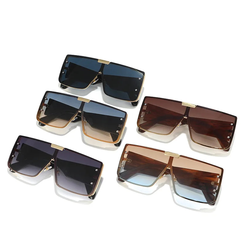 New Fashion Square Sunglasses for Men and Women | Gradient Lens Golden Frame | Luxury High-Quality Brand Designer Eyewear UV400 Protection