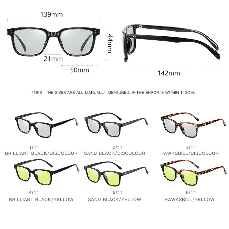 Photochromic Sunglasses Men Polarized Day Night Vision Driving Glasses | Women Retro Rivets Frame Eyewear | zonnebril heren | Alo Trendy