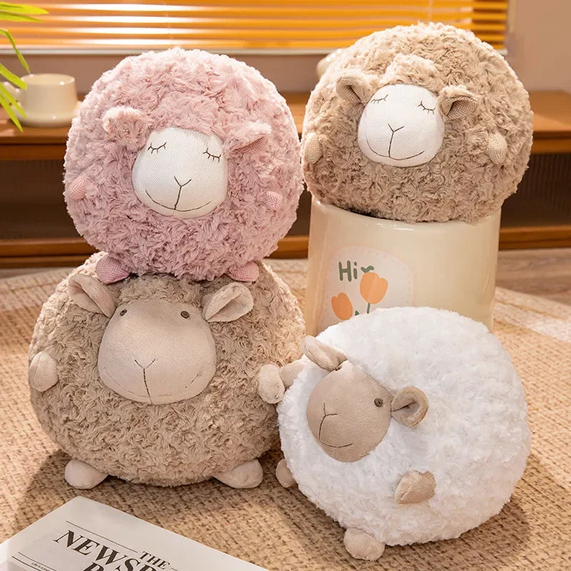 Adorable Round Sheep Plush Toy | Soft Stuffed Animal Fluffy Lamb Doll | Cute Pillow for Baby, Kids, and Girls | Ideal Birthday Gift