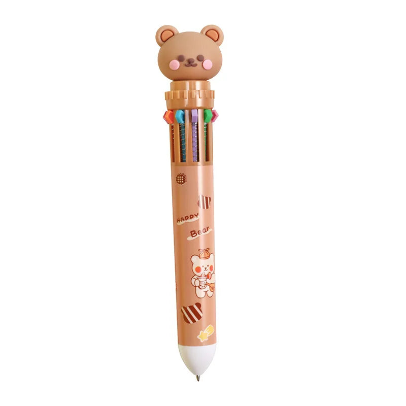 Kawaii Bear Cartoon Silicone 10 Colors Chunky Ballpoint Pen | School Office Supply Gift Stationery | Alo Trendy