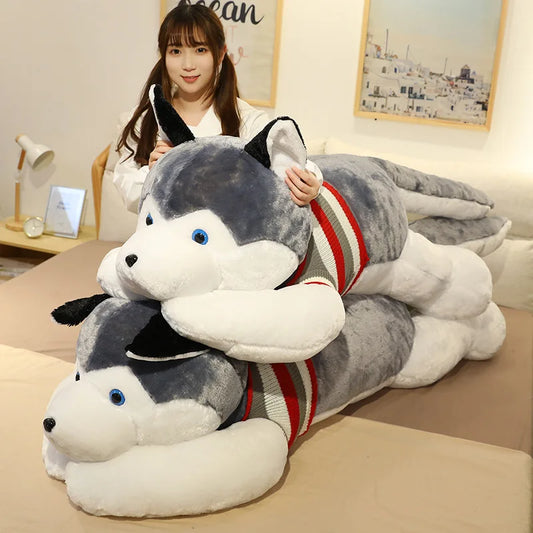 120CM Cute Kawaii Husky Plush Toy | Soft and Huge Dog Stuffed Animal Long Pillow | Perfect Gift for Kids, Girlfriend, or Home Decor