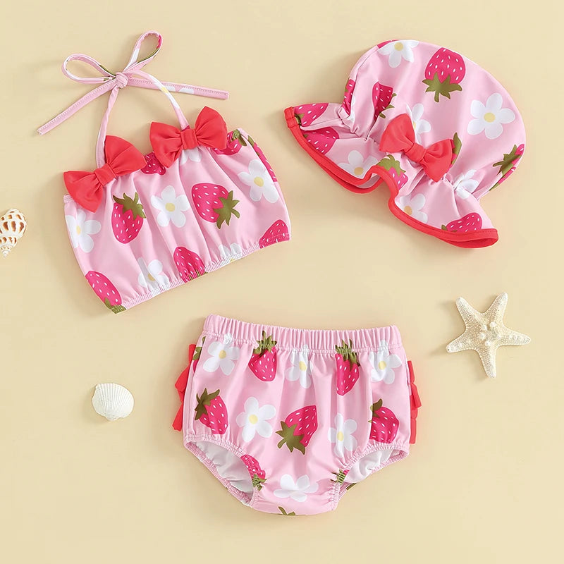 Baby Girl Swimsuit | 3 6 9 12 24 Months Infant Bathing Suit Bikini Sets | Swimwear Summer Beach 3Pcs Outfit | Alo Trendy