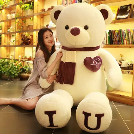 80/100cm Big I LOVE YOU Teddy Bear Plush Toy | Lovely Huge Stuffed Soft Bear Doll | Perfect Birthday Gift for Girlfriend, Kids, Lovers