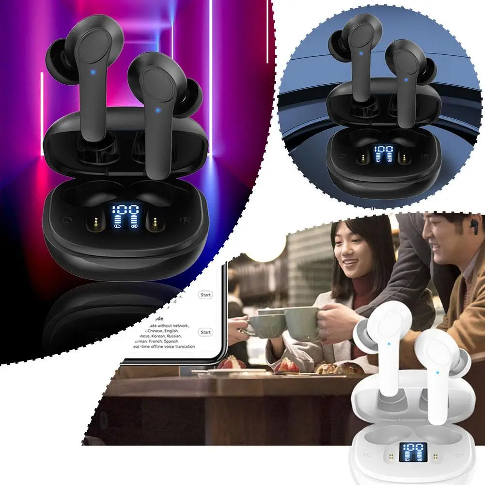 B11 Earphones Translator Device | Real-Time Voice Translation for 144 Languages | Wireless Translator Earbuds with High-Quality Sound