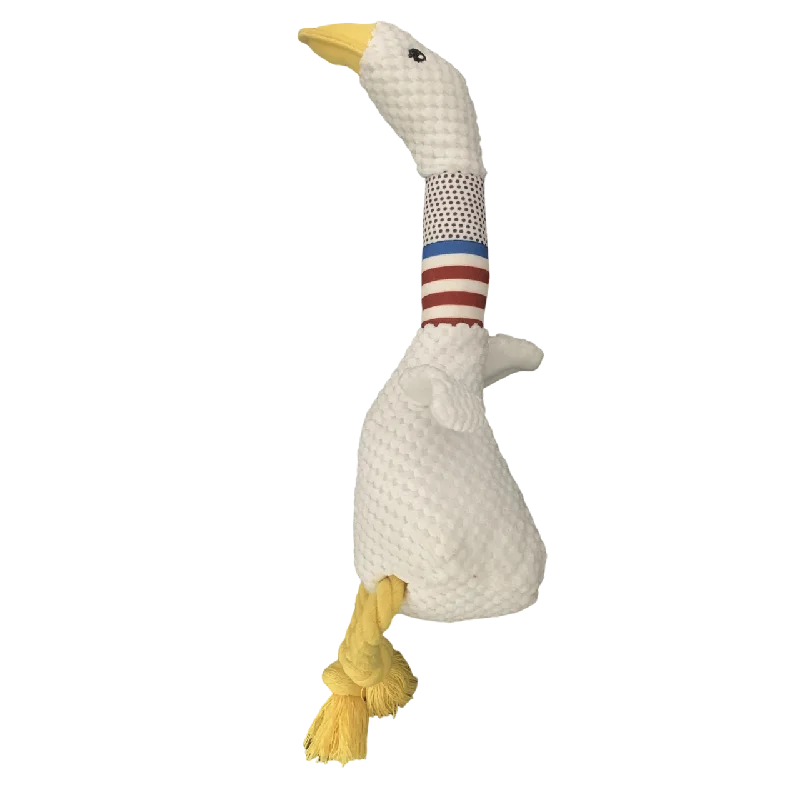 New Pet Dog Plush Sound Toy | White Geese Coarse Grain Velvet | Bite Resistant Long Necked Duck Toy | Interactive Dog Supplies