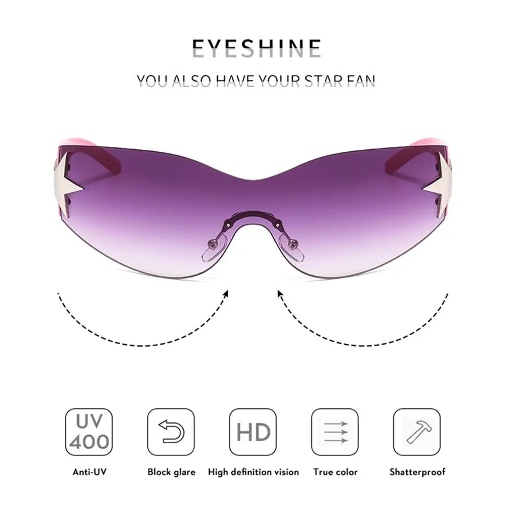 Y2K Sunglasses for Women Men | Five-point Star Decorate One Piece Sunshade Sunglasses | Oversized Sports Sun Glasses