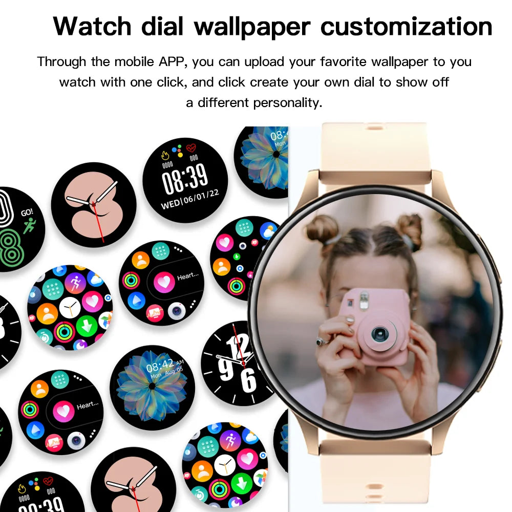 Fashion New Smart Watch | Round Smartwatch with Bluetooth Calls | Men & Women Fitness Bracelet | Custom Watch Face | Includes Gift Box