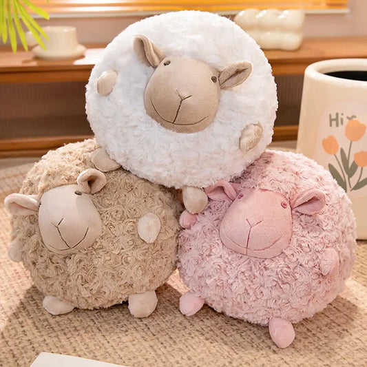 Adorable Round Sheep Plush Toy | Soft Stuffed Animal Fluffy Lamb Doll | Cute Pillow for Baby, Kids, and Girls | Ideal Birthday Gift