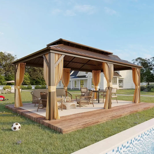 12' x 20' Hardtop Gazebo | Galvanized Steel Double Ventilation Roof with Aluminum Frame | Outdoor Gazebo for Garden, Patio, Lawns, and Parties