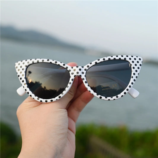 Cat Eye Sunglasses for Women | Fashionable Dot Sun Glasses | Cat's Eye Shades in Red, White, Pink, and Black