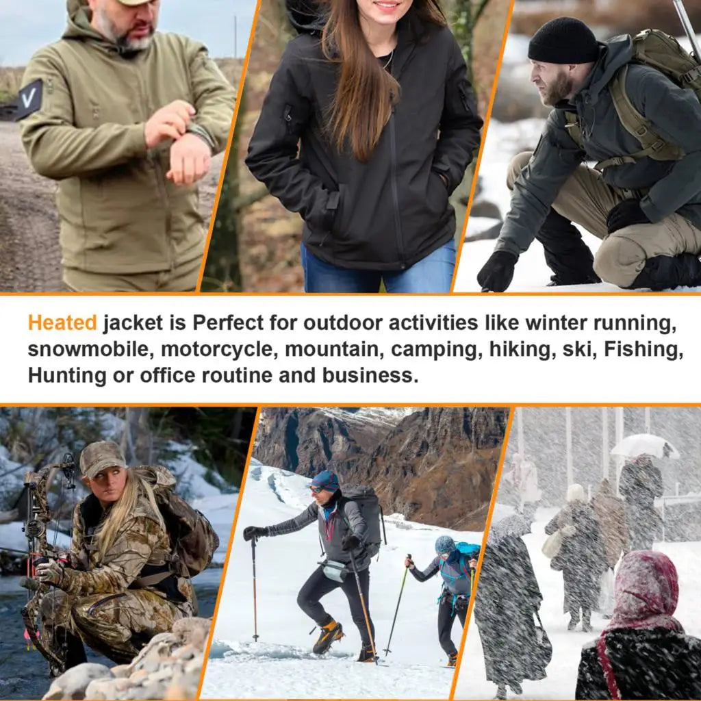 Winter Heated Jacket | 7 Zone USB Electric Heating Jacket for Men and Women | Warm Thermal Coat for Camping, Hiking, and Outdoor Activities