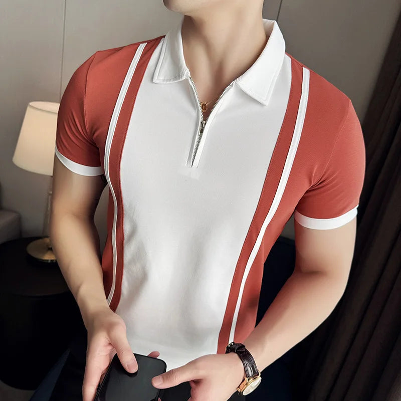 Explosive High-Grade Relaxed Casual Short-Sleeved Knitted Polo | Color Contrast Lapel Men's Trend Relaxed Casual Polo Shirt