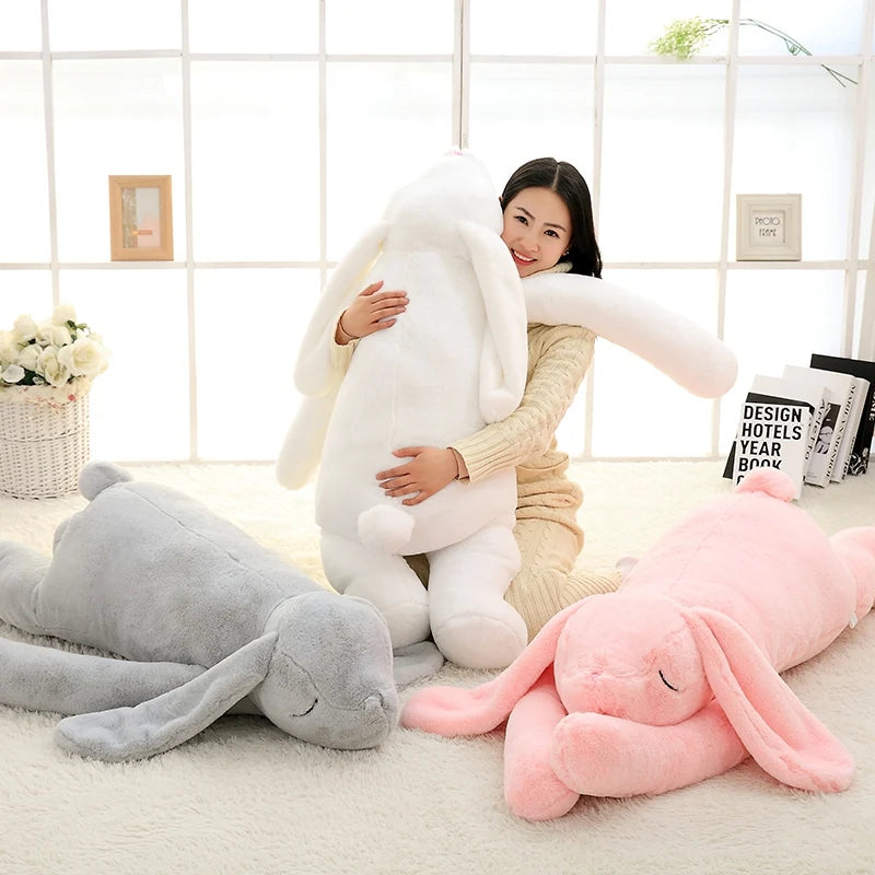 Giant Plush Bunny Toy 90cm-120cm | Soft Cartoon Big Long Ear Rabbit Hug Toy Cushion | Rabbit Stuffed Pillow for Girls