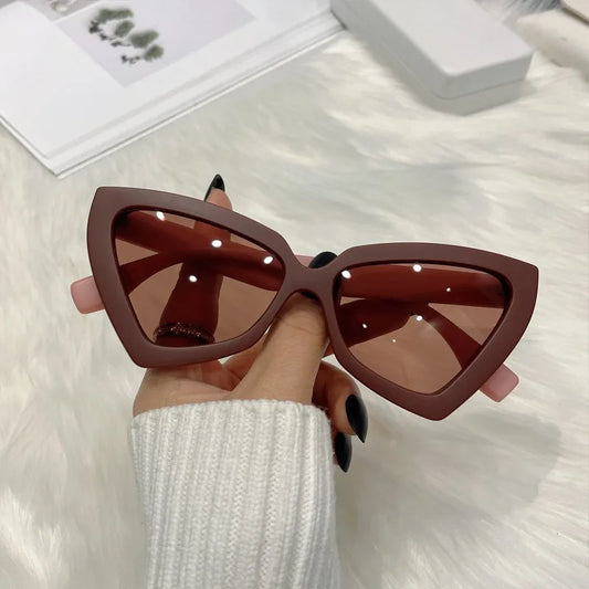 Red Cat Eye Sunglasses Women | New Fashion Style Triangle Shades | Clear Candy Color Eyewear | Vintage Sun Glasses for Women Fashion