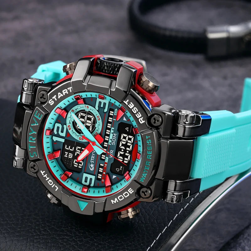 New Men's Digital-Analog Dual Movement Watch | Calendar, Luminous, Waterproof Fashion Sports Watch