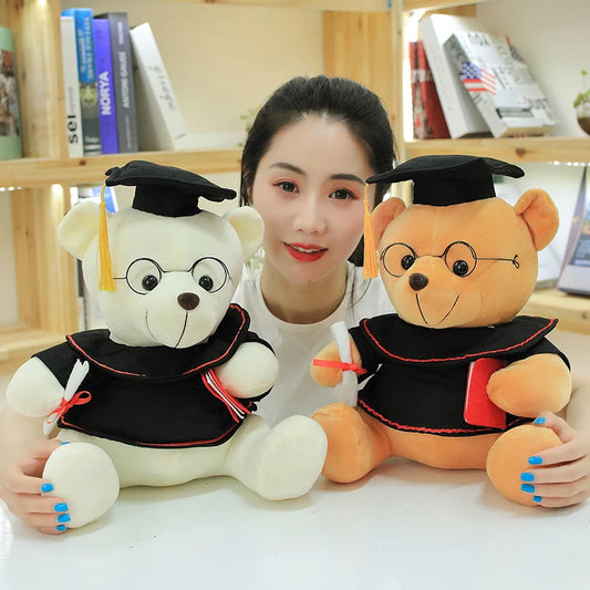 Adorable 18cm Graduate Dr. Bear Plush Toy | Cute Stuffed Teddy Bear for Graduation | Funny Kawaii Toy Gift & Home Decor