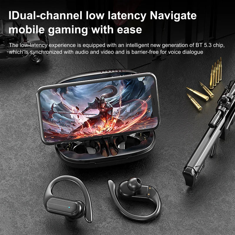 Bluetooth TWS Wireless Earphones A520 | Auricles Headphones with EarHooks | Game Headset Sports Touch Control Earbuds with Mic