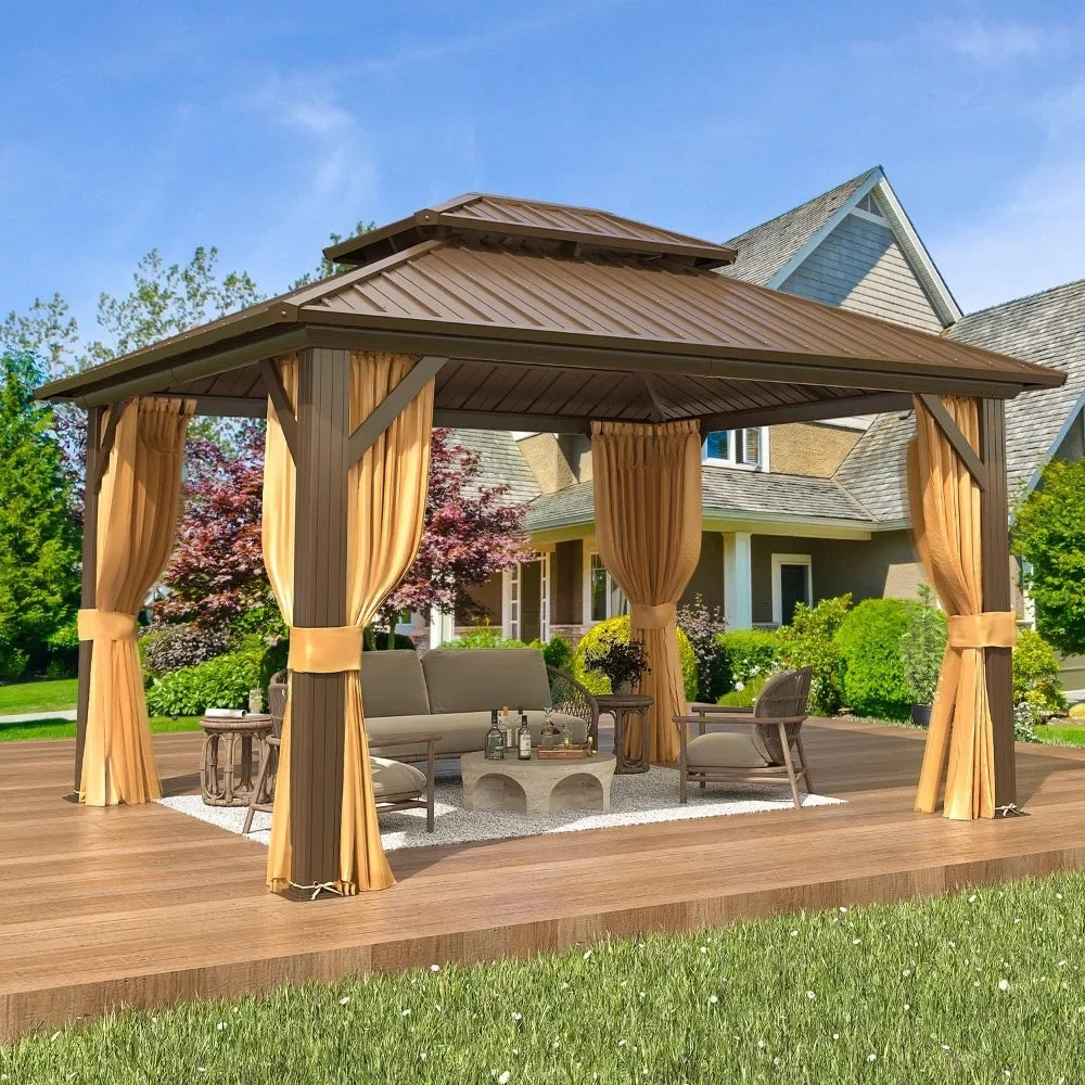 10' x 12' Hardtop Gazebo | Galvanized Steel Double Roof with Aluminum Frame | Permanent Outdoor Metal Pavilion