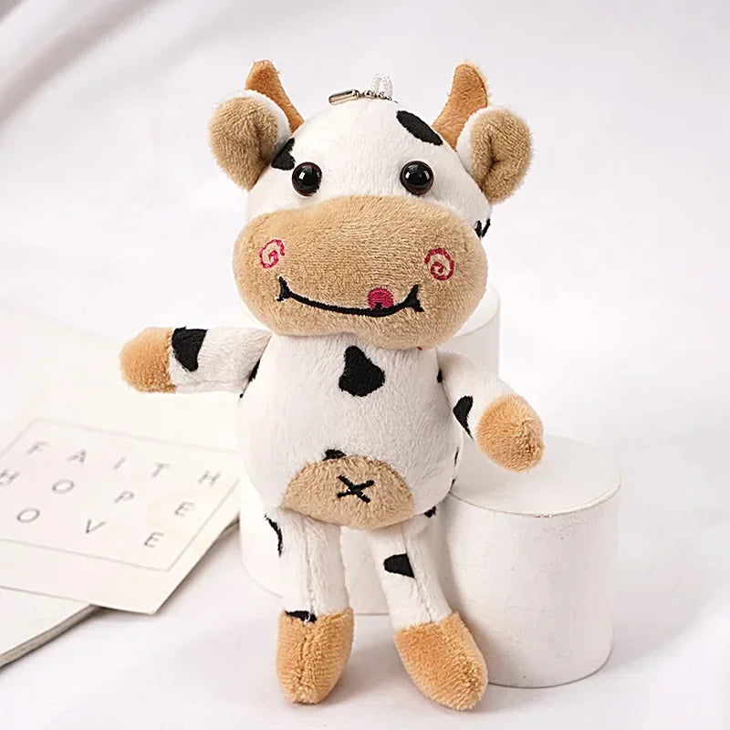 15cm Cute Milk Cow Plush Toy | Animal Stuffed Doll Keyring | Festival Birthday Gift | Kawaii Decor Plush Keychain Toys for Boys and Girls | Alo Trendy