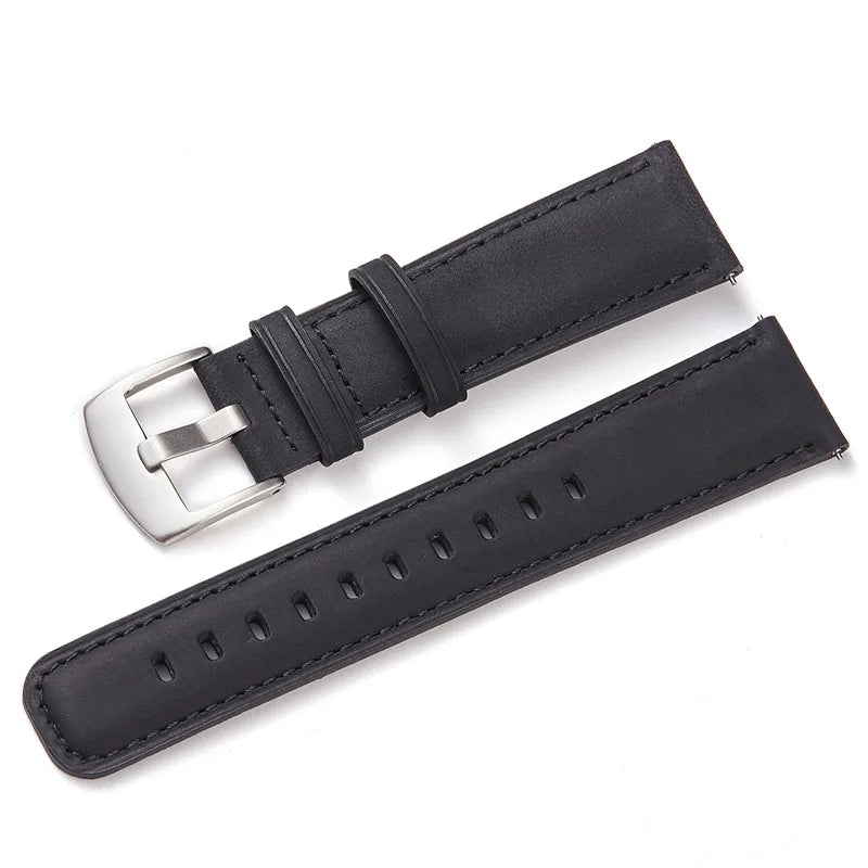 Spot Crazy Horse Leather Watch Strap Smart Quick Release Watch Strap Matte Leather Watch Strap Soft 20/22mm | Premium Quality Genuine Leather Replacement Band | Classic Brown Black Colors | Alo Trendy