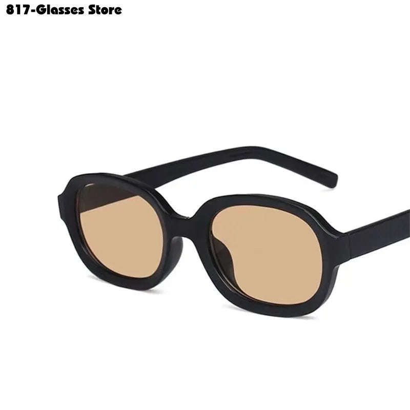 Retro Brown Sunglasses for Women | Oval Narrow Frame UV Protection Street Photo Shades | Fashion Eyewear for Summer