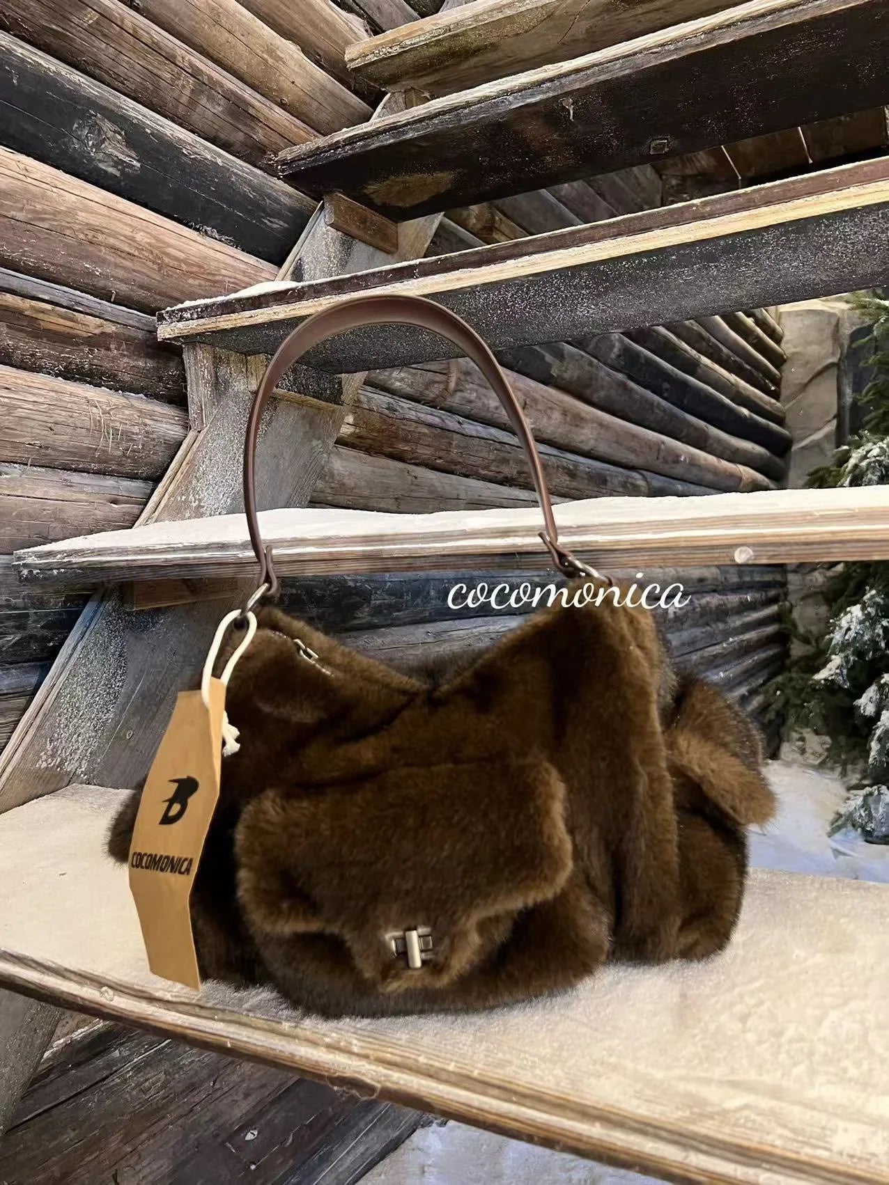 Winter Furry Tote Bag Stylish Design With Multiple Pockets Under Underarm Bag High End Hand Held Shoulder Crossbody