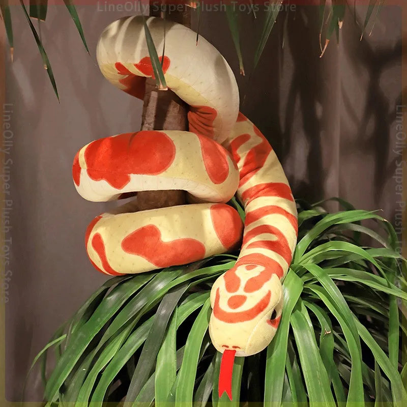 Simulation Cartoon Python Plush Toys | Long Pillow Stuffed Animal Realistic Snake | Giant Boa Halloween Decor | Fun Gifts for Kids and Boys