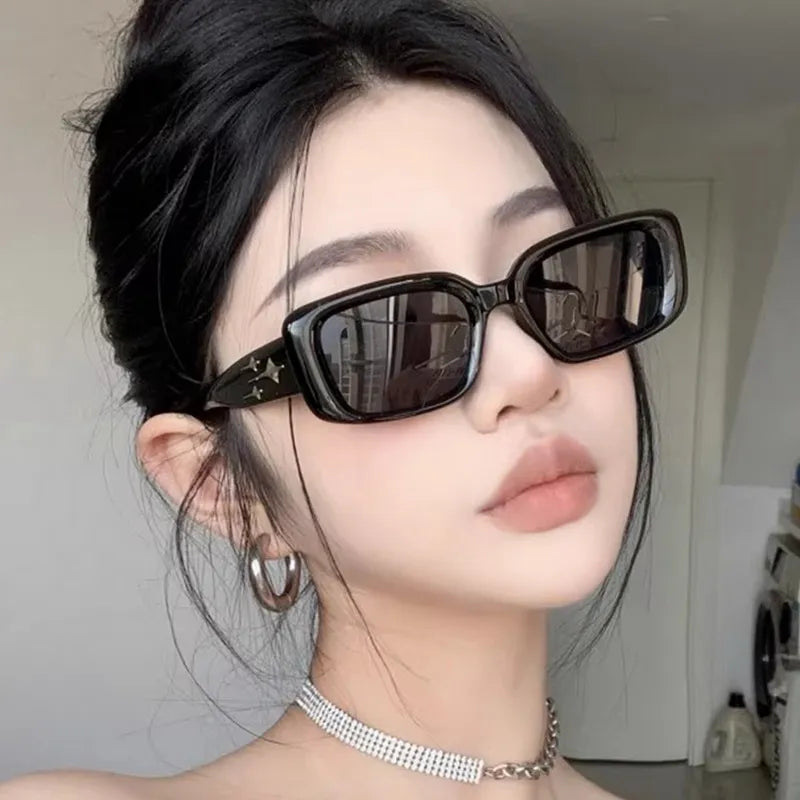 Fashion Y2K Sunglasses Punk Stars Gradient Small Square Eyewear | Luxury Brand Designer Shades UV400 Sun Glasses for Men, Women, and Girls