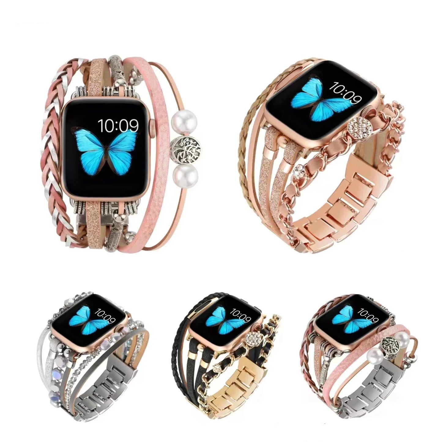 Metal Strap for Apple Watch Band Series 8, 7, 6, SE, 5, 4, Ultra | Women's Jewelry Bracelet Chain | Available for 49mm, 45mm, 44mm, 41mm, 40mm, 38mm