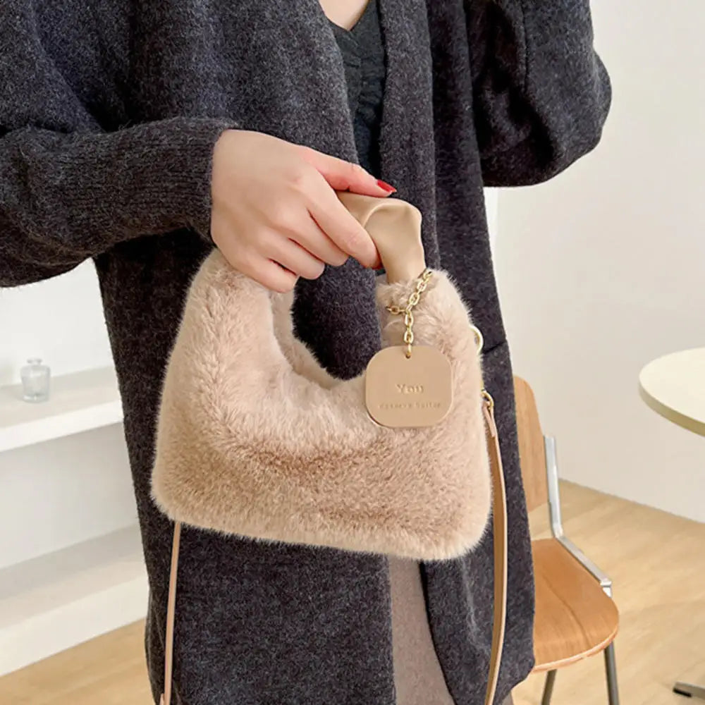 Winter Lamb Plush Handbag Women Bags Fashion Korean Large Capacity Wrist Bag Clutch With Handle Females Shopping Bag Bucket Tote