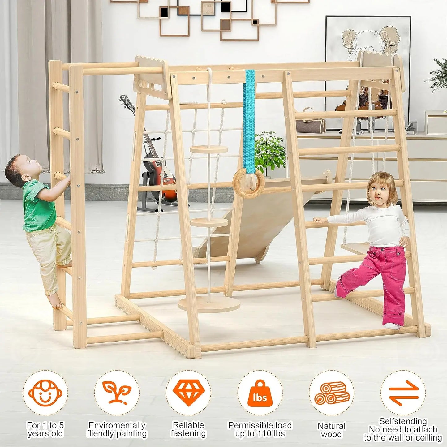 Toddler Climbing Toys | Indoor Playground Climbing Set for Toddlers | Montessori Style Playground with Slide for Backyard Fun