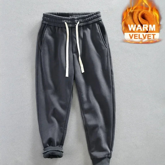 Winter New Casual Velvet Pants for Men | Cotton Drawstring Sweatpants with Large Pockets | Streetwear Sports Trousers