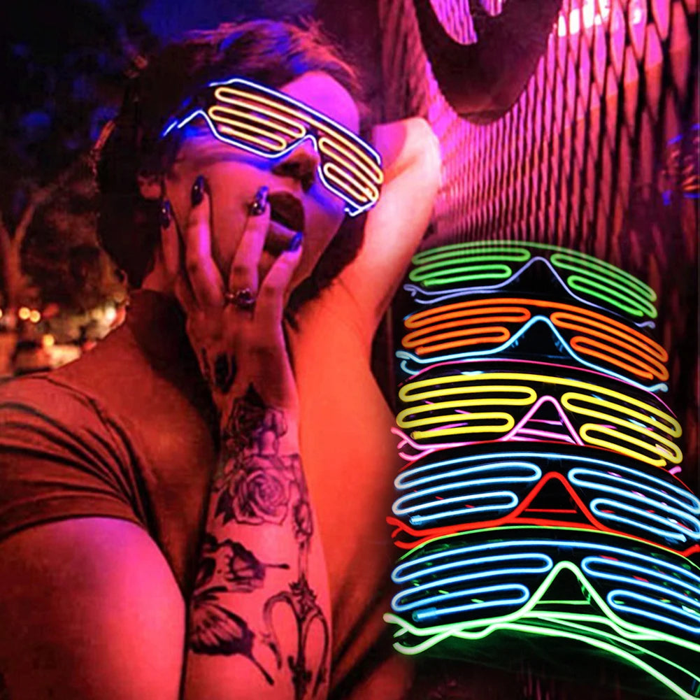 Glowing Glasses LED Gafas | Luminous Neon Christmas Glow Sunglasses | Flashing Light Glass for Party Supplies and Costumes