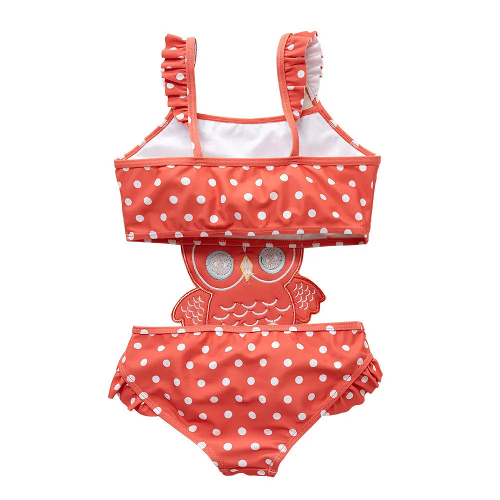 1-7Y Kids Child Girls Bikini Swimsuit One Piece | Baby Infant Toddler Red Dot Owl Style Swimming Beach Wear Bathing Suit | Alo Trendy