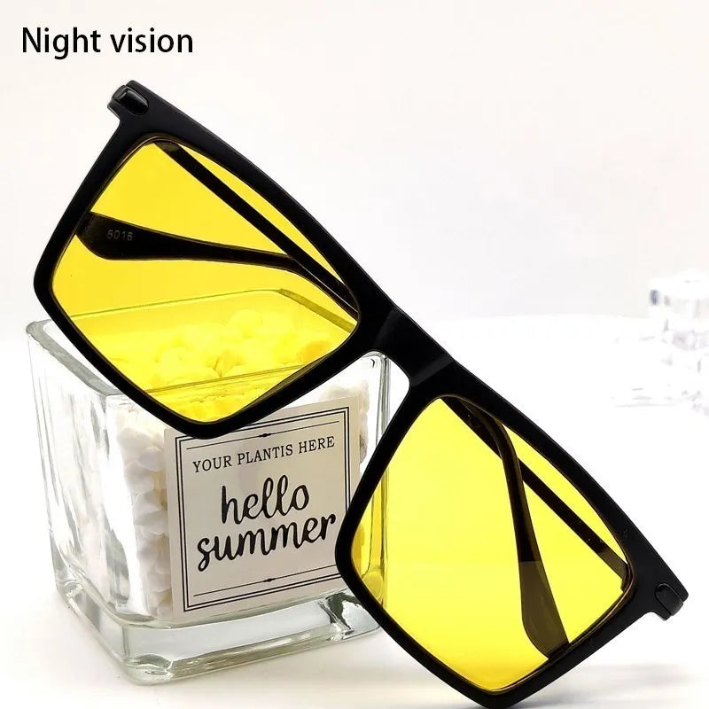 New Square Polarized Sunglasses for Men and Women | Night Vision Glasses with Yellow Lens | Anti-Glare Driving Sunglasses | UV400 Protective Eyewear