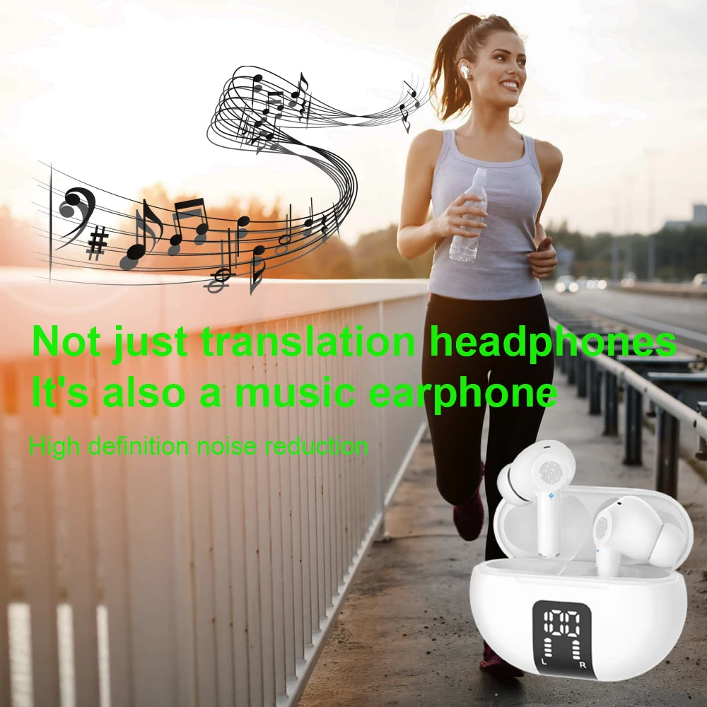 M10 Translation Earphones | 144-Language Instant Smart Voice Translator | Wireless Bluetooth Travel Translator Headset