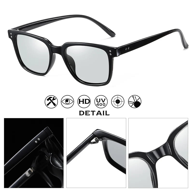 Photochromic Sunglasses Men Polarized Day Night Vision Driving Glasses | Women Retro Rivets Frame Eyewear | zonnebril heren | Alo Trendy