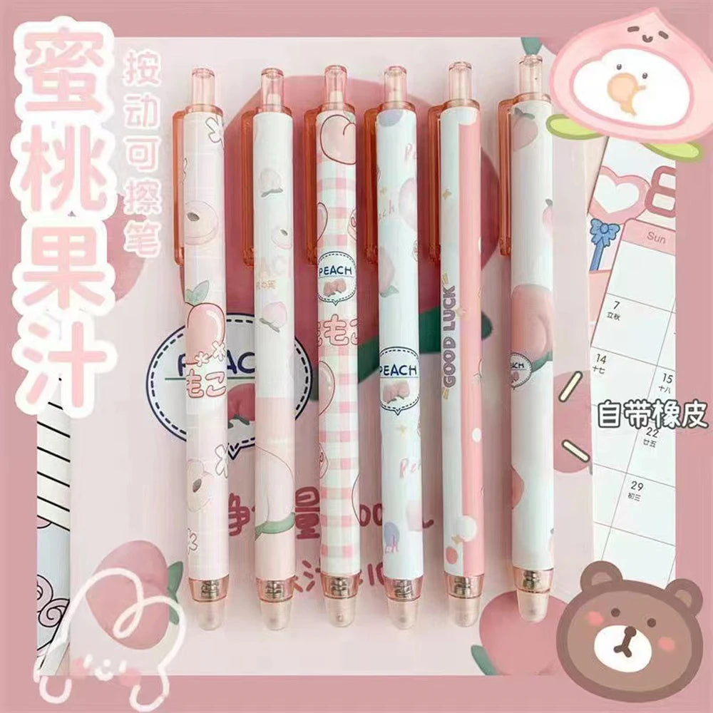 6Pcs Kawaii Erasable Gel Pen | 0.5mm Refills Ballpoint Pens for Kids | Cute Stationery School Office Writing Supplies | Alo Trendy