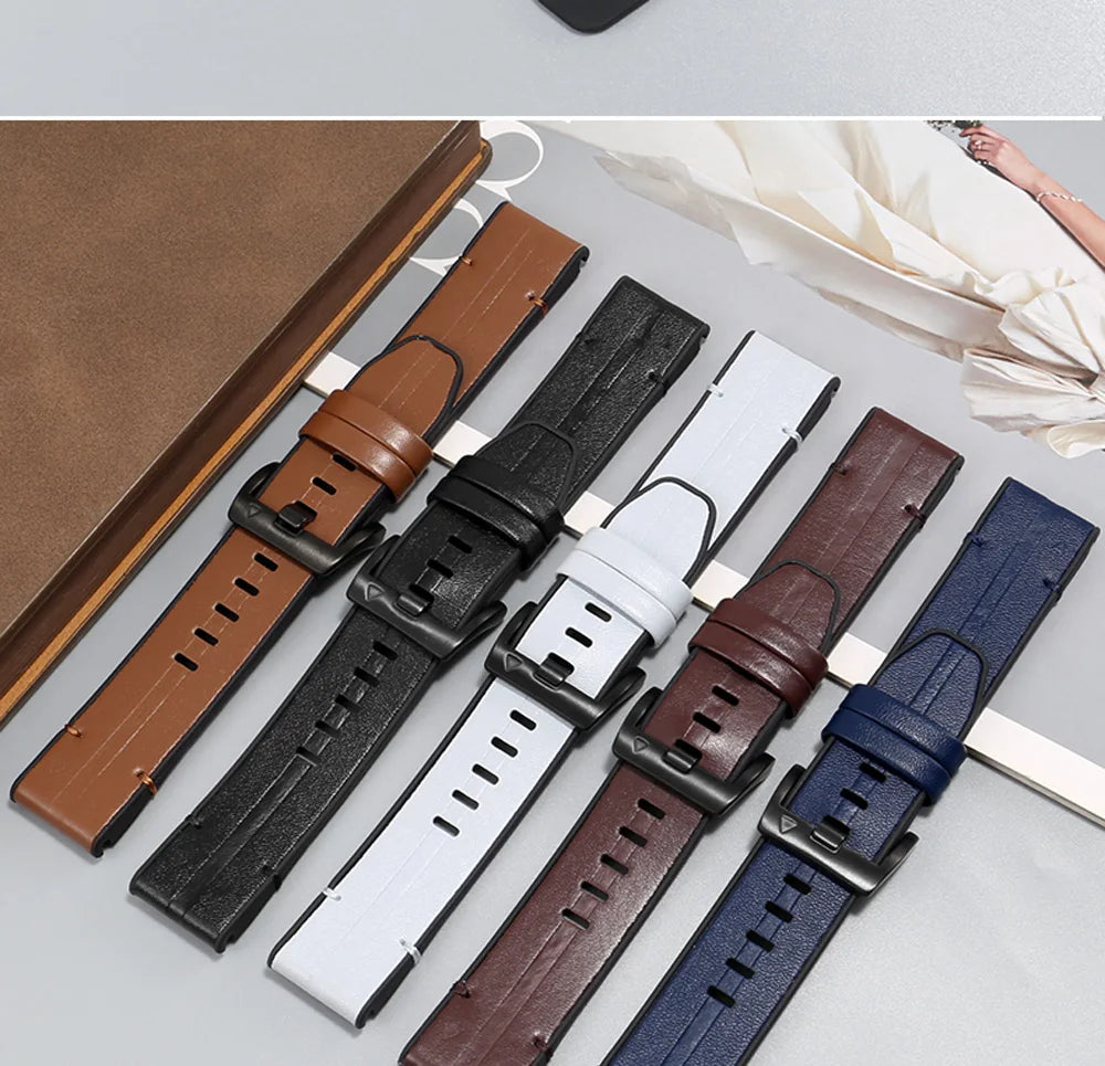 22 26MM Leather+Silicone Watch Band Straps For Garmin Fenix 7X 7 6X 6 Pro 5X 5 Epix Gen 2 Smartwatch Easyfit Wristbands Bracelet