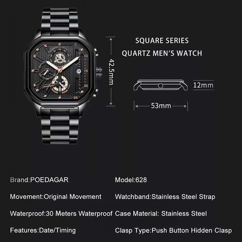 Top Brand Luxury Men’s Watch | Waterproof Quartz Chronograph Sport Wristwatch with Luminous Display and Date Function