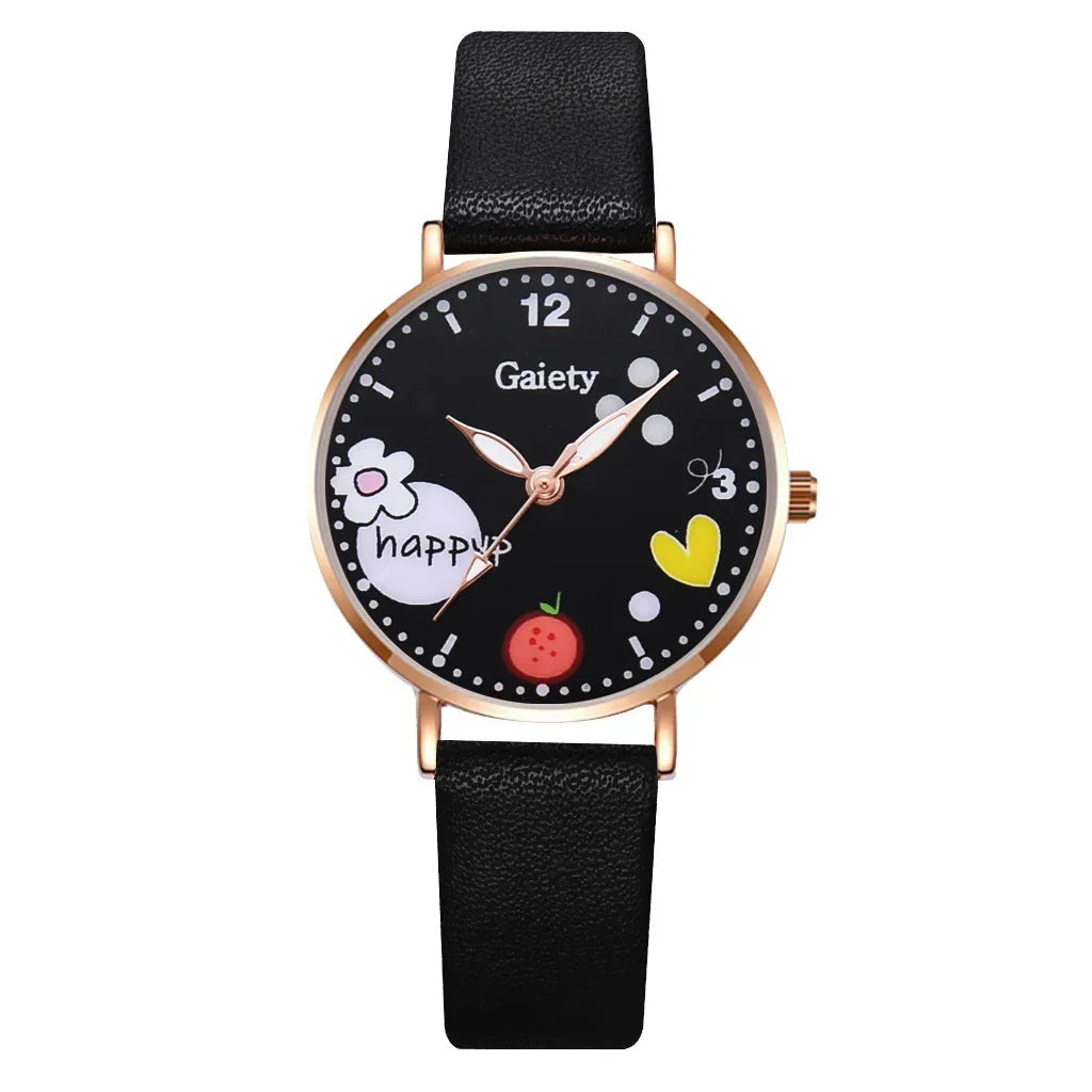 Kids Watches Pink Cute Children's Wristwatch | Cartoon Pattern Quartz Watch Set for Girls | Fashion Students' Clock | Relogio Feminino