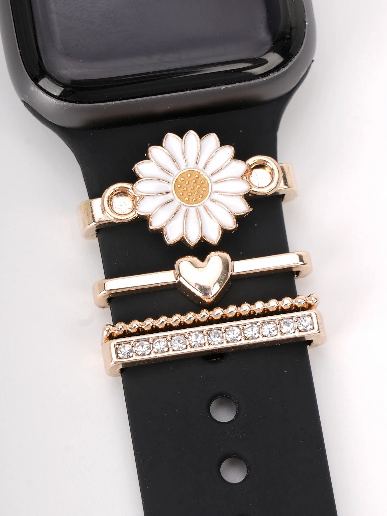 White Little Daisy Charms Set for Apple Watch Strap | Silicone Strap Decorative Jewelry Accessories