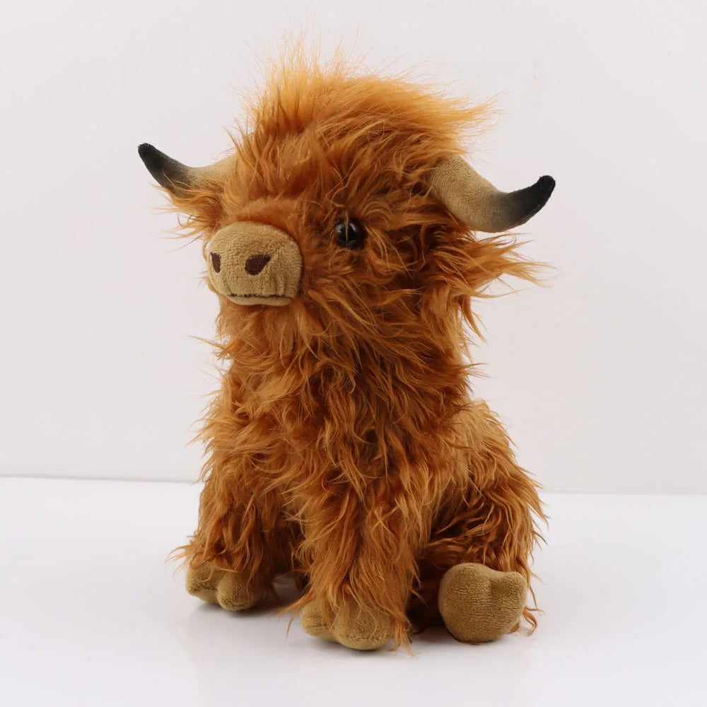 Kawaii Simulation Highland Cow Animal Plush Doll | Soft Stuffed Cream Highland Cattle Plush Toy | Kyloe Plushie Gift for Kids | Alo Trendy