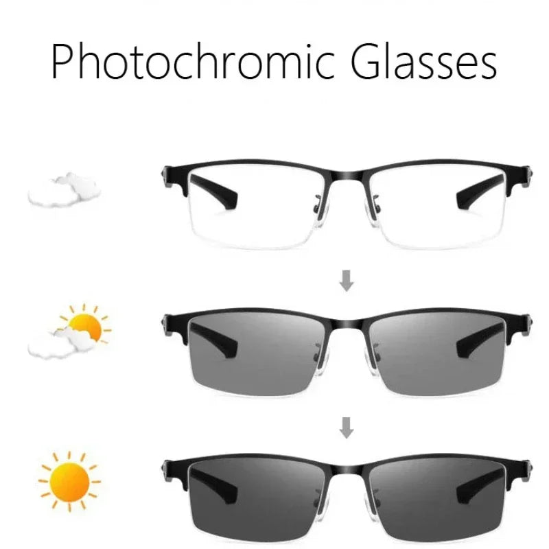 Smart Photochromic Reading Glasses for Men | Trendy Presbyopia Sunglasses | 2 in 1 Unisex Farsighted Eyewear | Prescription +1.0 +1.5 | Alo Trendy