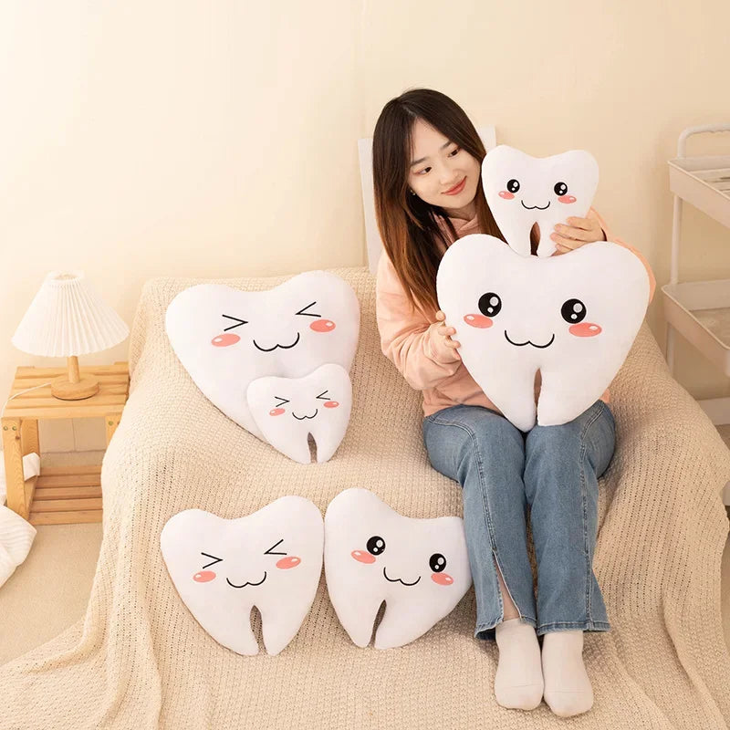 20-40CM Lovely Simulation Tooth Plush Toys | Cute White Teeth Stuffed Soft Pillow | Funny Sofa Cushion Decor Gift For Children Kids | Alo Trendy