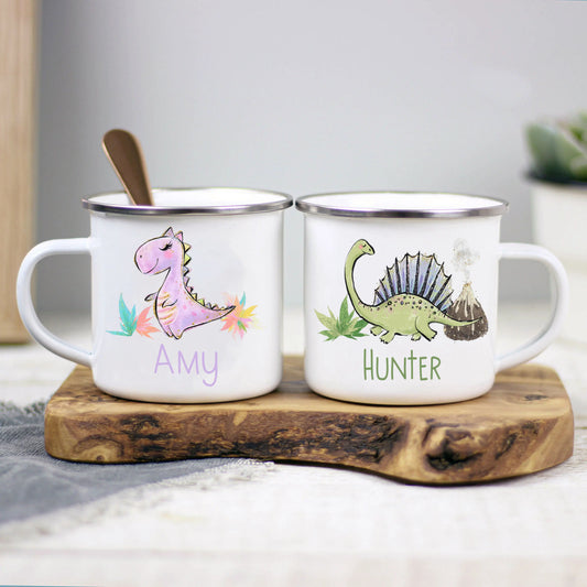 Personalized Dinosaur Letter Mugs | Cute Enamel Coffee Mug Milk Drink Juice Cup | Gifts for Her Birthday Mothers Day Cute Girls | Alo Trendy